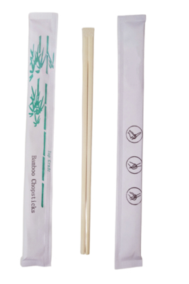 Bambus-Essstäbchen mit Logo-Druck, einzeln in Papierhülle/Wrap, Sushi Tensoge Essstäbchen, chinesische Einweg-Bambus-Essstäbchen